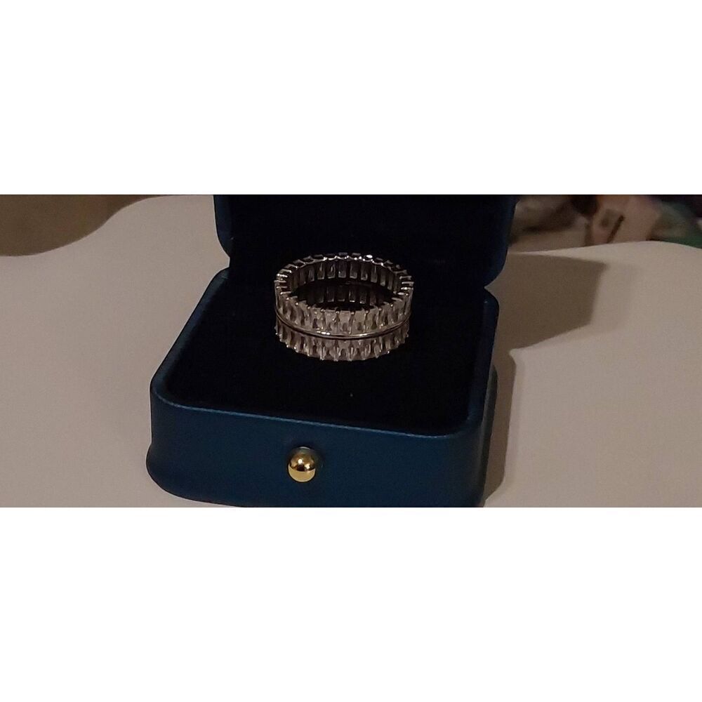 6 Ct. DIAMONIQUE Double Baguette Bridal/Anniversary Band Ring #8~Platinum/925SS